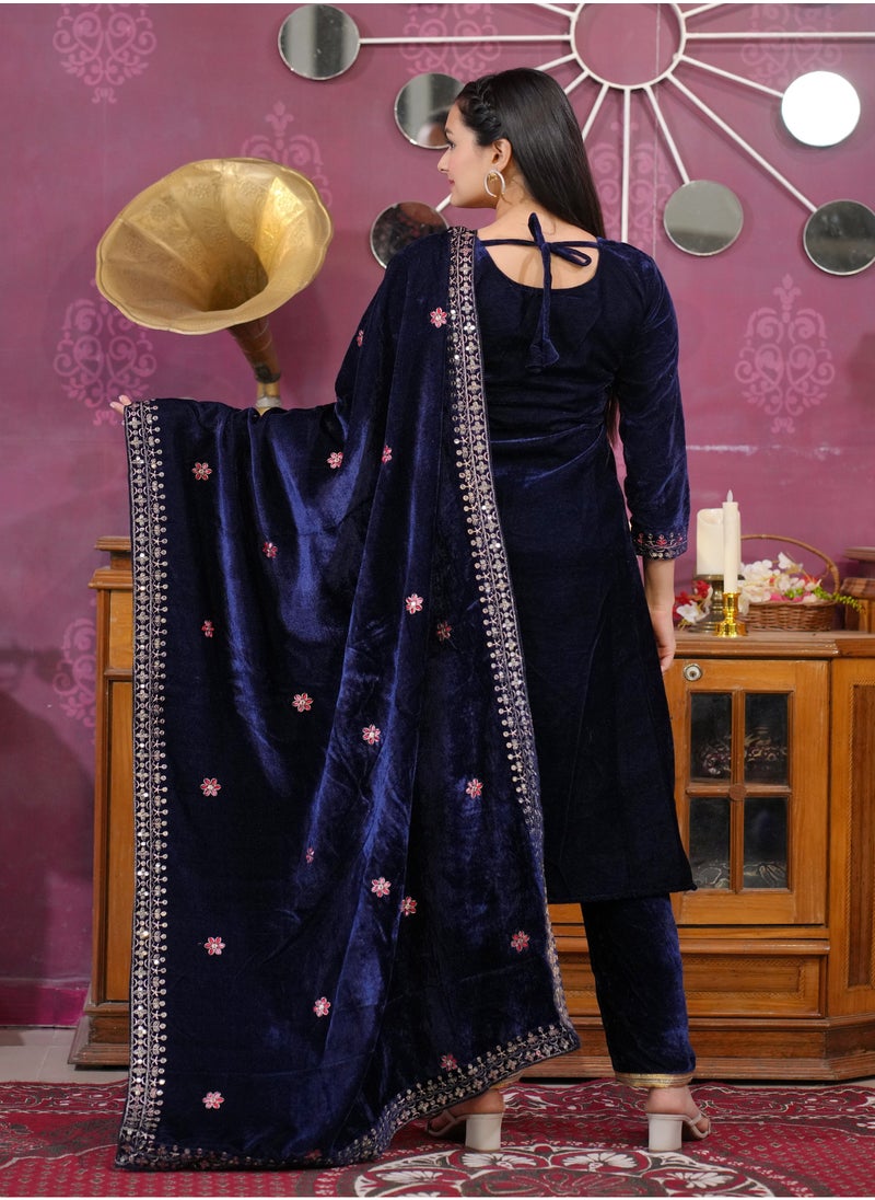 Presenting a new designer embroidered Velvet suit with sequence embroidered work