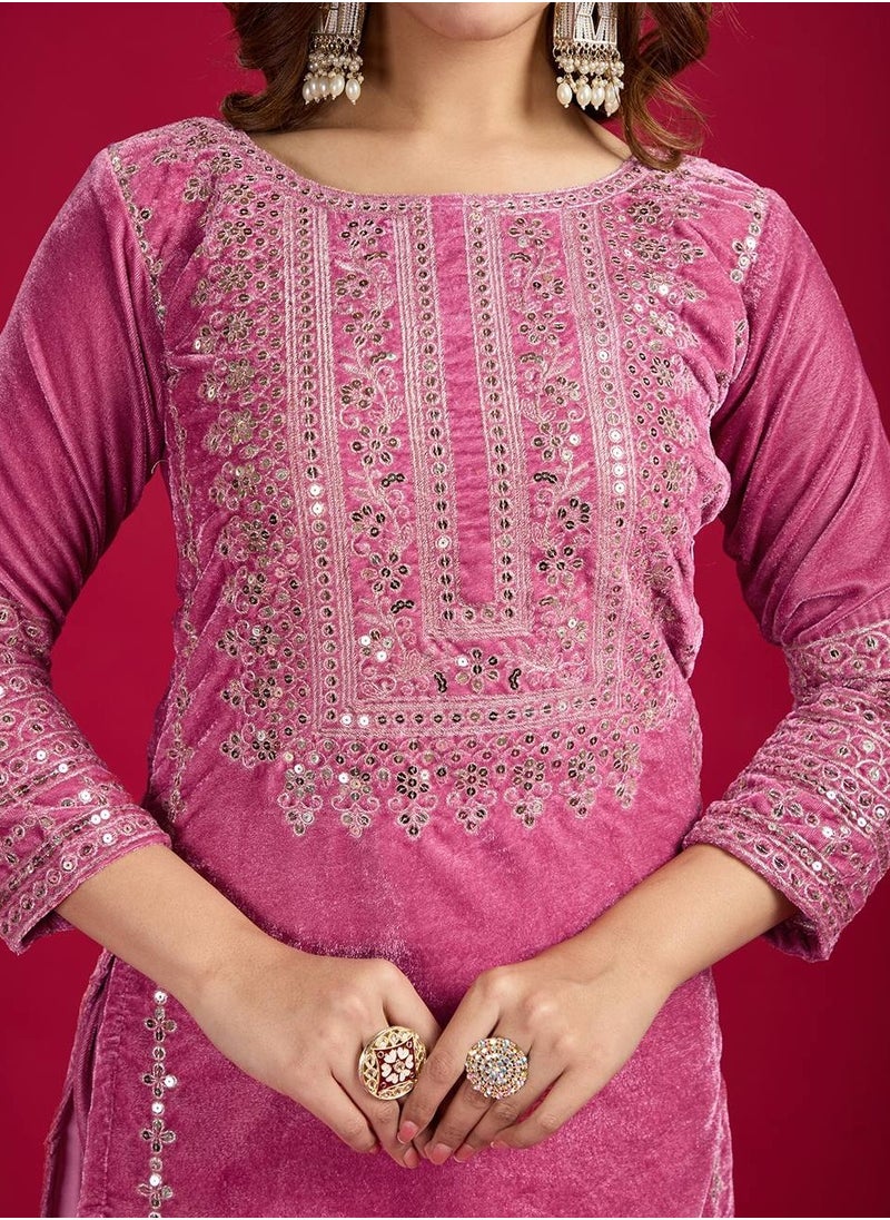 Designer party wear look Pink Top-Dupatta and fully stitched bottom