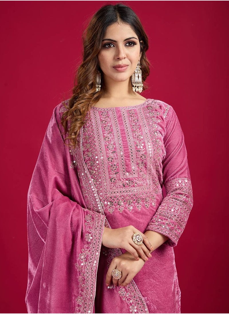 Designer party wear look Pink Top-Dupatta and fully stitched bottom