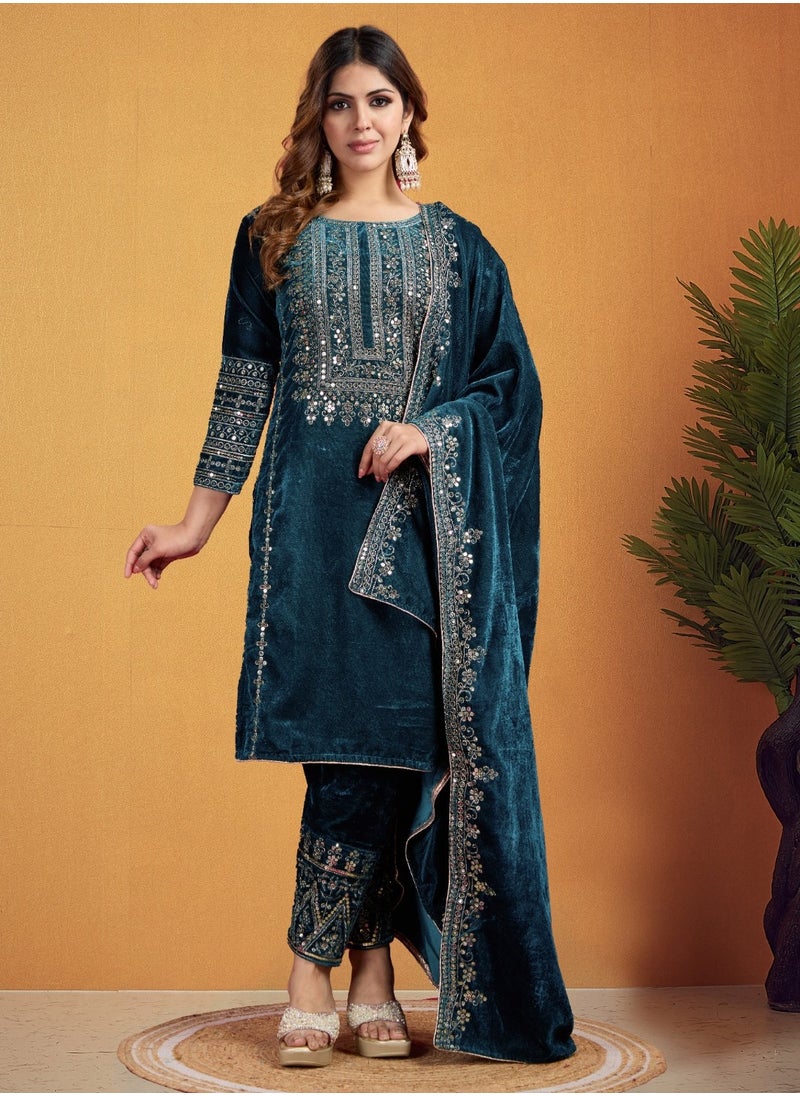 Designer party wear look Green Top-Dupatta and fully stitched bottom