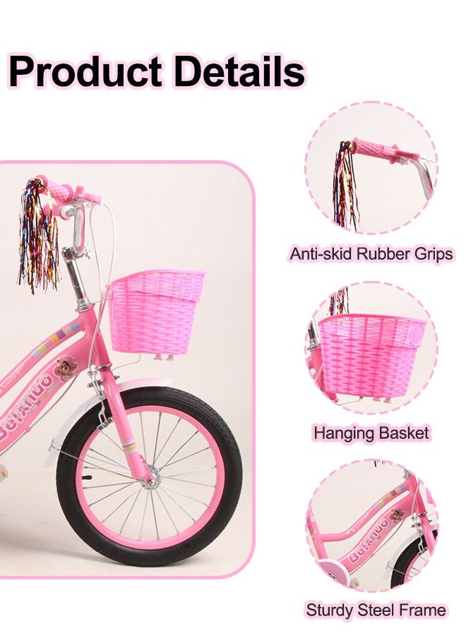 12-20 Inch Children's Bike With Training Wheel and Bicycle Basket for Kids