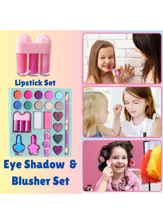 Kids Makeup Kit For Girl, Washable Makeup Set For Girls, Makeup Set For Kids, Girl Toys Children Play Makeup Kit With Folding Case Birthday Gifts For Girls Age 4 5 6 7 8 Year Old