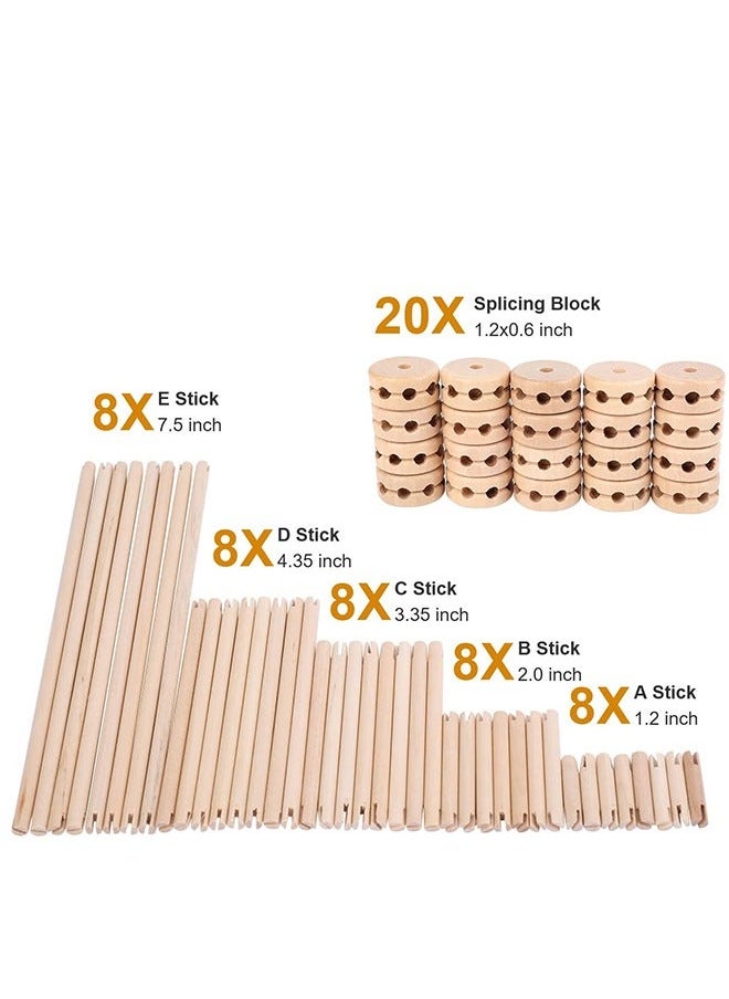 60 Pieces Wooden Building Block Toys for Kids, Montessori STEM Toy Natural Wood Splicing Joints and Sticks Educational Sensory Tinker Creative 3D Playset Stacking Game