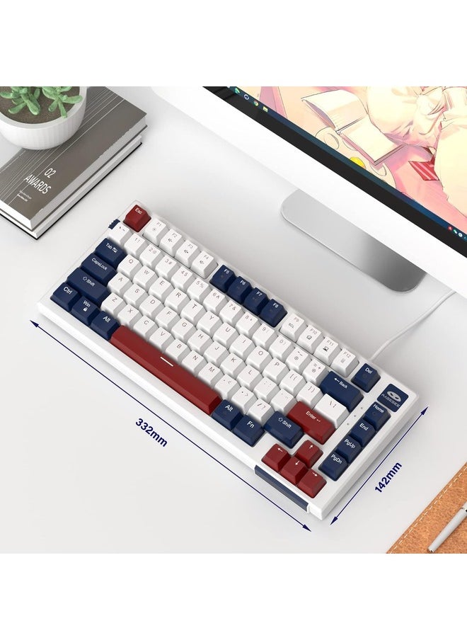 Mechanical Gaming Keyboard Ultra-Slim,LED Backlit Keyboard, 81 Keys Wired | Blue Switch | White/Blue