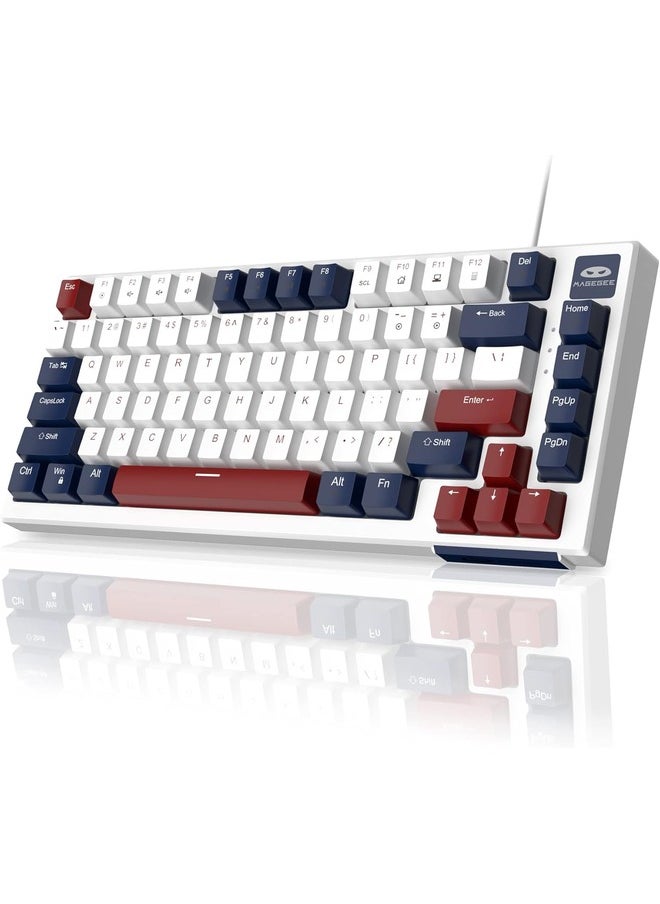 Mechanical Gaming Keyboard Ultra-Slim,LED Backlit Keyboard, 81 Keys Wired | Blue Switch | White/Blue