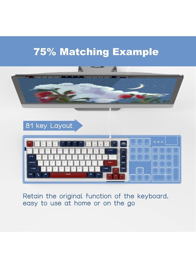 Mechanical Gaming Keyboard Ultra-Slim,LED Backlit Keyboard, 81 Keys Wired | Blue Switch | White/Blue