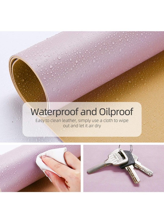 Multifunctional Ultra Thin Waterproof PU Leather Home/Office Desk Pad | Dual Sided | 80 x 40cm | Pink/Gold