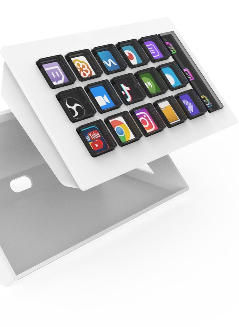 StreamDeck Mini Visual Keyboard LCD Button 15Keys Live Content Creation Controller Custom Button For Windows/MacOS Kryboard Gift(White)
