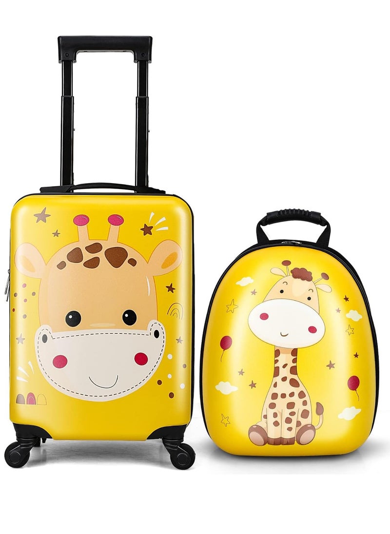 Kids Carry On Luggage Set Hard Shell Travel Backpack Hardside Rolling Suitcase Spinner Wheels