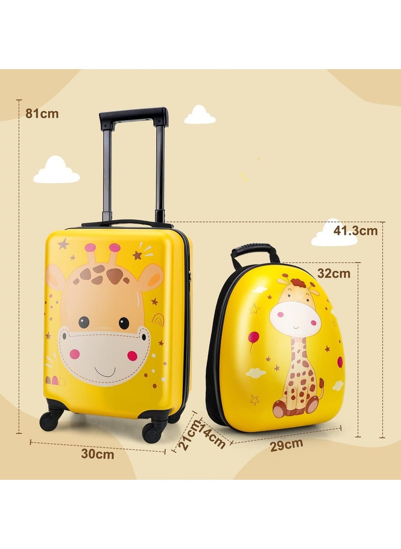 Kids Carry On Luggage Set Hard Shell Travel Backpack Hardside Rolling Suitcase Spinner Wheels