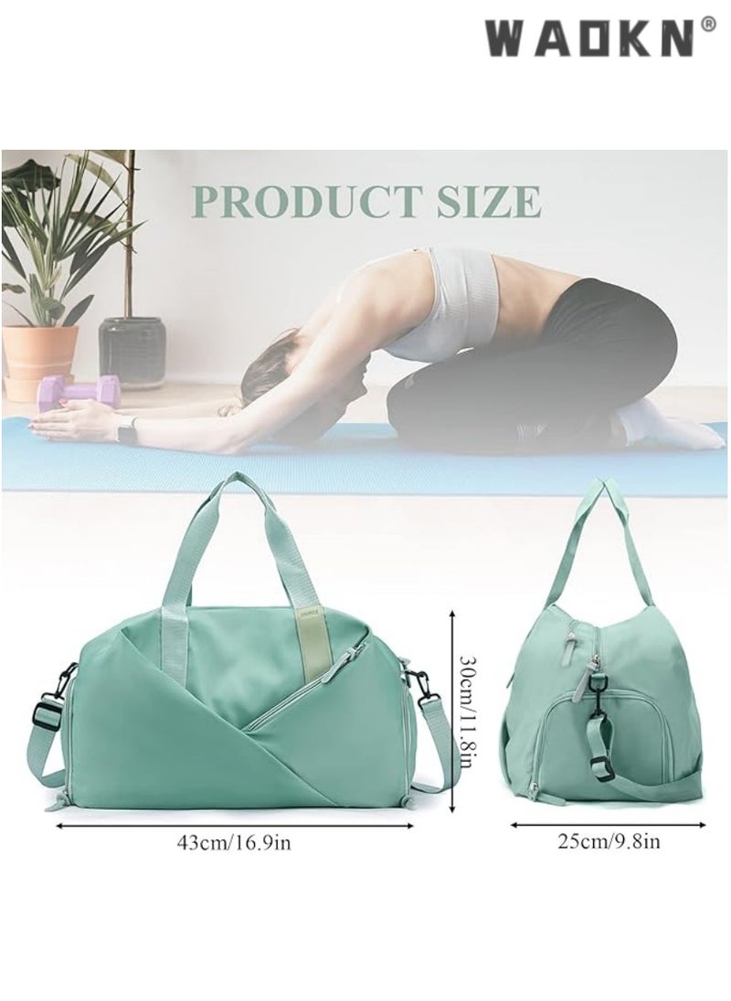 Sports Gym Bag for Women, Workout Duffel Bag Travel Bags Swim Sports Travel Gym Bag with Dry Wet Pocket and Shoe Compartment Travel bag Yoga Bag (Green)