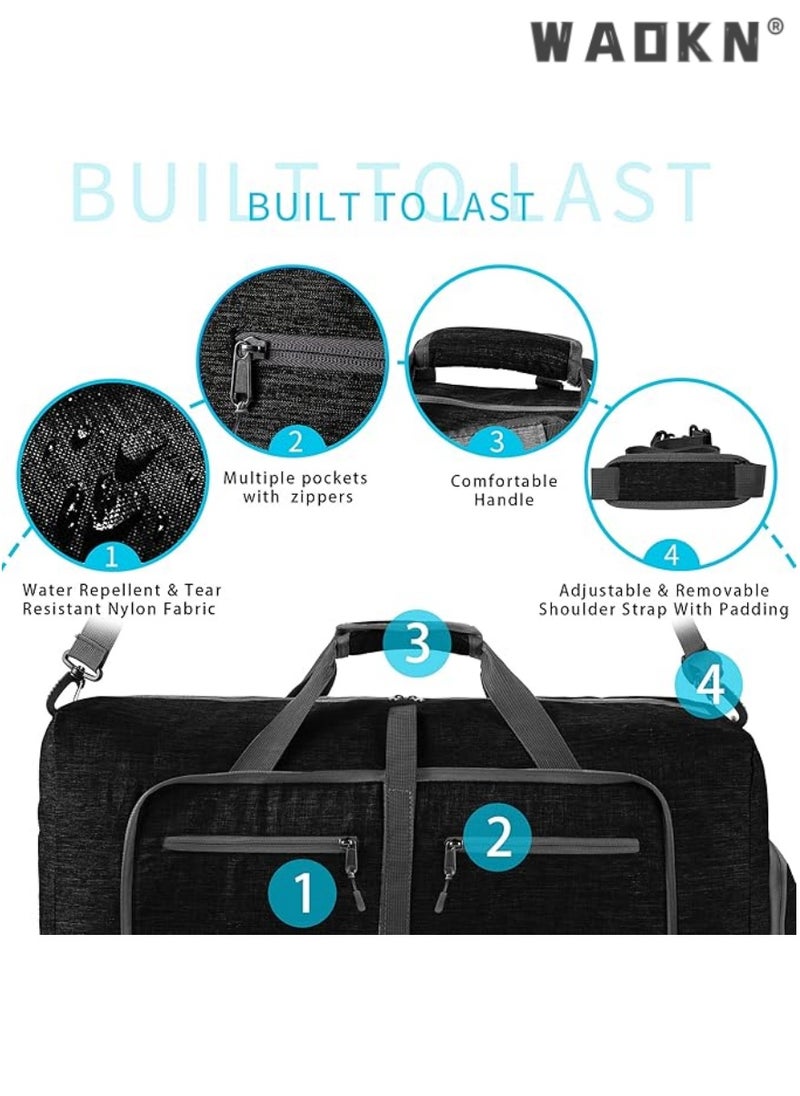 Travel Duffle Bag for Men, Foldable Travel Duffel Bag with Shoes Compartment Overnight Bag for Men Women Waterproof & Tear Resistant