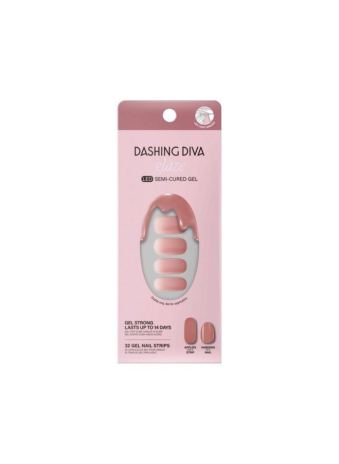 Glaze Nail Strips - Jelly Glaze | Works With Any Led Nail Lamp | Long Lasting, Chip Resistant, Semicured Gel Nail Strips | Contains 34 Salon Quality Nail Wraps, 2 Prep Pad, 1 Nail File