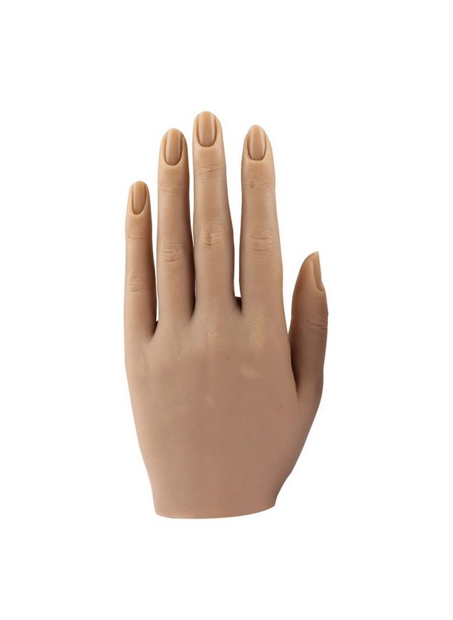 Nail Hand Practice Silicone Female Mannequin Life Size Hand As Sketch Nail Practice Hands Jewelry Ring Glove Watch Display With Nail 18Cm (Left Hand, Light Brown)