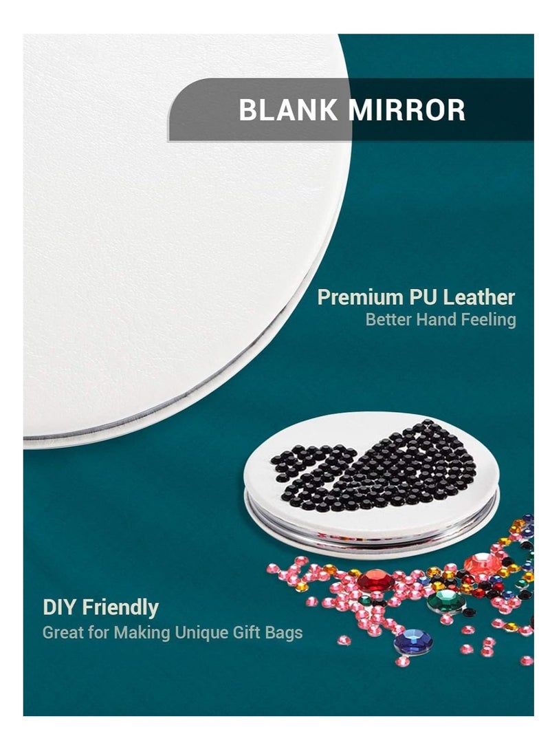 Compact Mirror,Double-Sided Makeup Small Mirror for Purse with 1X/3X Magnification PU Leather (White, 2.8