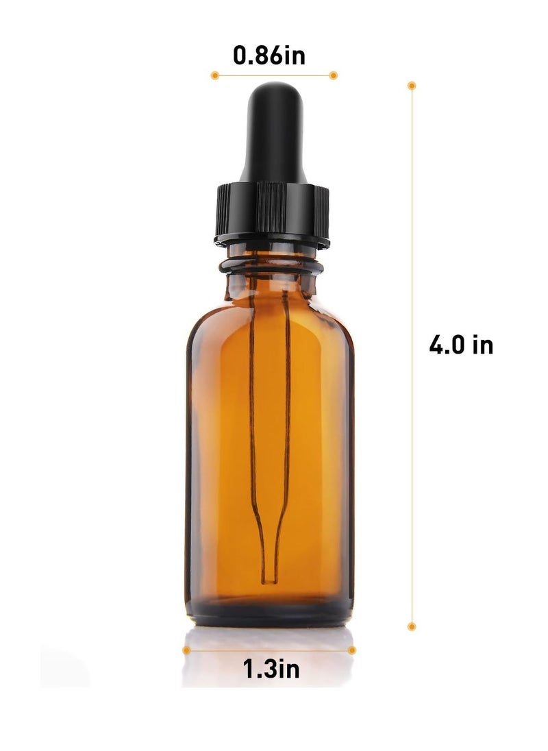 Yesker Amber Glass Bottles for Essential Oils with Glass Eye Dropper 30 ml (1oz) for Essential Oils, Chemistry Lab Chemicals, Colognes & Perfumes- Pack of 6