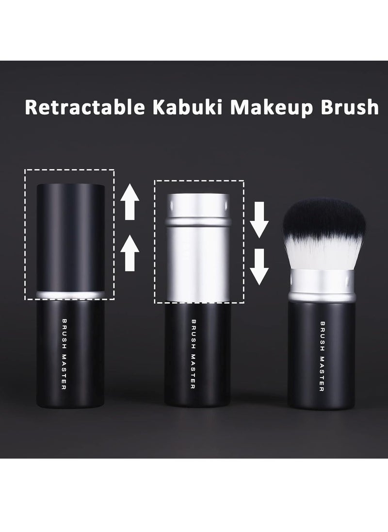Retractable Kabuki Makeup Brush for Blush, Bronzer, Foundation, Powder, Travel Face Cosmetic Brush
