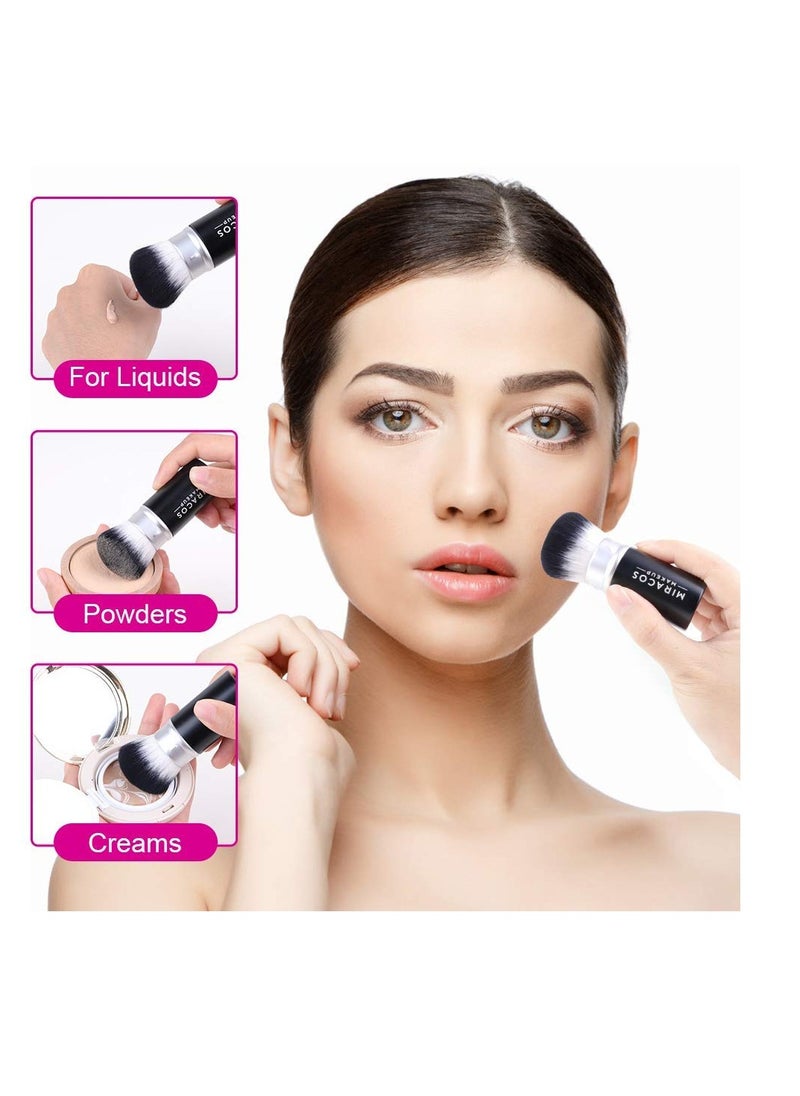 Retractable Kabuki Makeup Brush for Blush, Bronzer, Foundation, Powder, Travel Face Cosmetic Brush