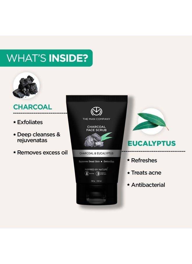 The Man Company Charcoal Face Care Kit with Peel Off Mask, Face Wash & Face Scrub | Nourishes Skin, Tan Removal, Glowing Skin - Gift Set of 3