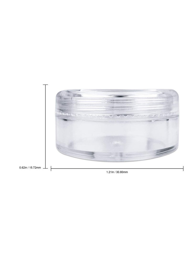 50 New Empty 5 Grams Acrylic Clear Round Jars - BPA Free Containers for Cosmetic, Lotion, Cream, Makeup, Bead, Eye shadow, Rhinestone, Samples, Pot, 5g/5ml (Clear Lid (50 Jars)