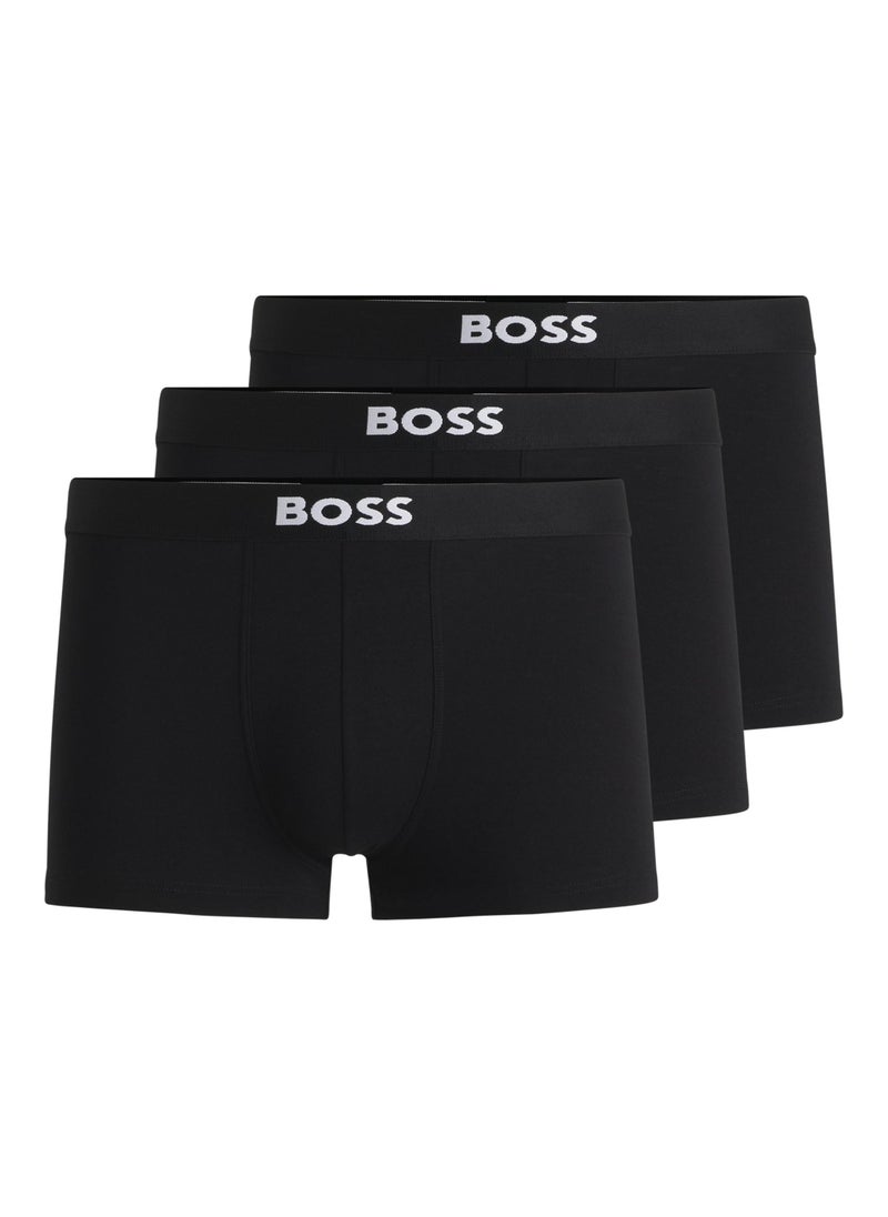 Three-pack of stretch-cotton trunks with logo waistbands