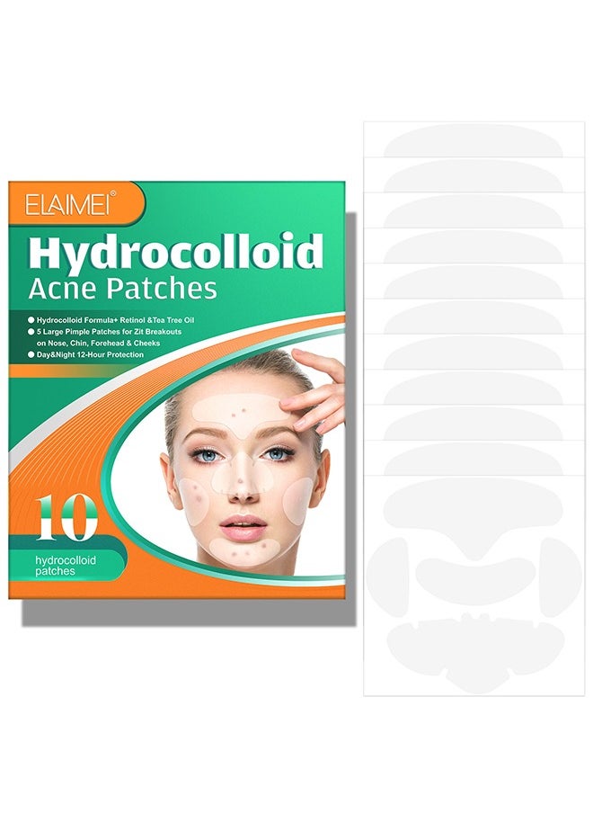 10 Facial Acne Patches - Hydrocolloid Acne Patches to Cover Pimples and Blemishes - Acne Patches for Skin Care