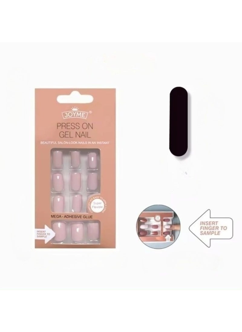 24-Piece Pack Press On Full Cover Nails Glue Free Convenience Light Pink