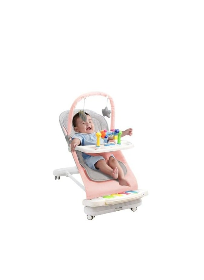 Baby Bouncer with Detachable Piano Toys, Baby Rocker with Feeding Tray