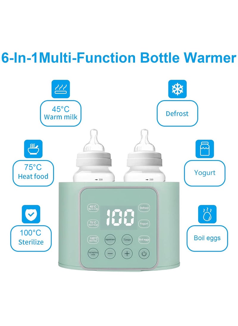 Baby Bottle Warmer, Multifuntion Breast Milk Warmer, Fast Baby Food Heater & Defrost Warmer with Timer for Twins, LCD Display Accurate Temperature Adjustment, 24H Constant Mode