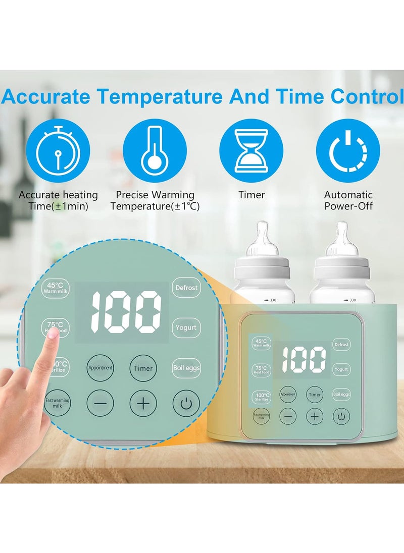 Baby Bottle Warmer, Multifuntion Breast Milk Warmer, Fast Baby Food Heater & Defrost Warmer with Timer for Twins, LCD Display Accurate Temperature Adjustment, 24H Constant Mode