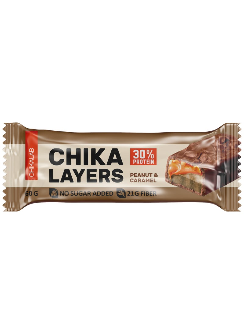 Chika Layers Chocolate Protein Bar with Peanut & Caramel No Sugar Added 12x60g