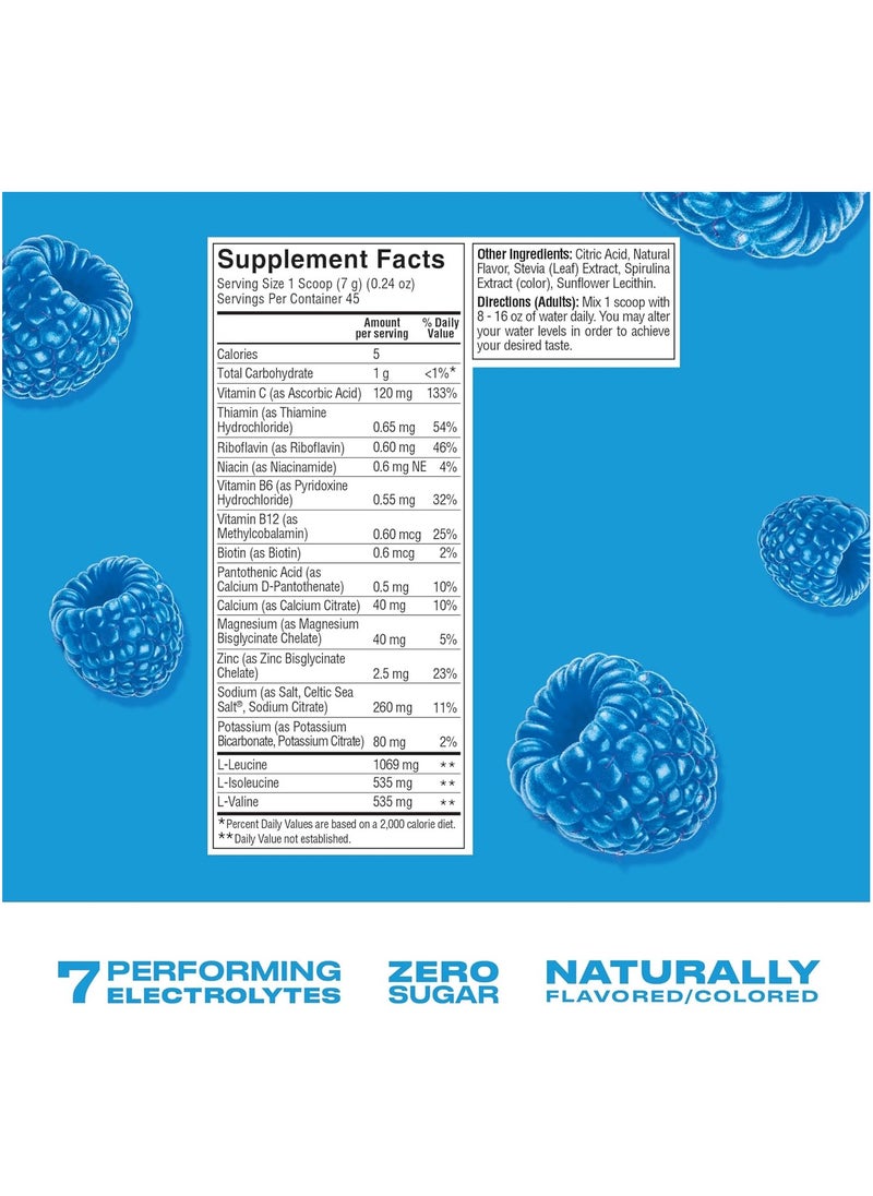 Cwench Hydration Electrolyte Mix + BCAA - Blue Raspberry 10 Count | NSF Certified | No Added Sugar | No Artificial Sweeteners | Premium Electrolytes | 10 x 7 g stick box