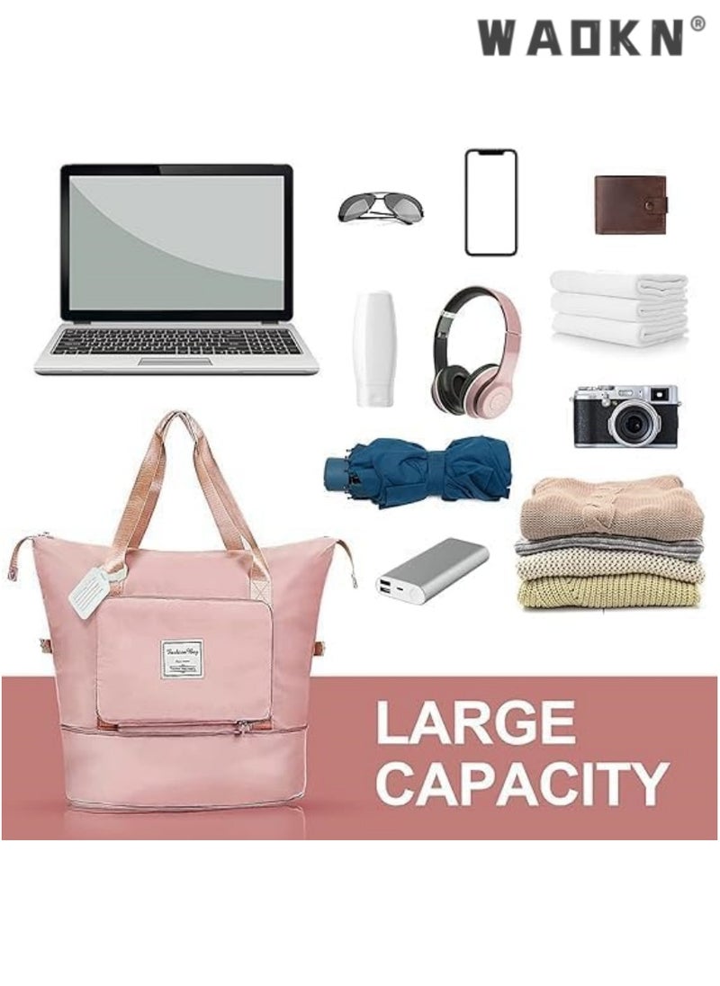 Sports Gym Bag for Women, Workout Duffel Bag Travel Bags Swim Sports Travel Gym Bag with Dry Wet Pocket and Shoe Compartment Travel bag Yoga Bag (Grey)