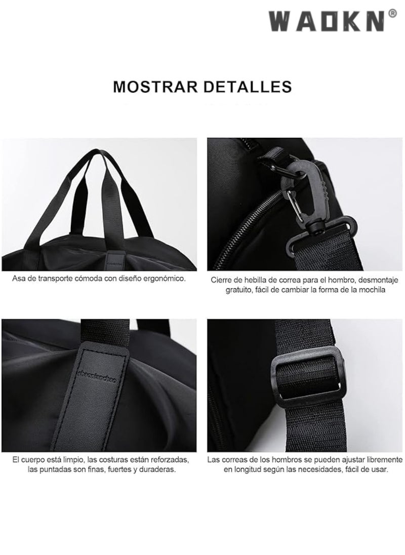 Sports Gym Bag for Women, Workout Duffel Bag Travel Bags Swim Sports Travel Gym Bag with Dry Wet Pocket and Shoe Compartment Travel bag Yoga Bag (Black)
