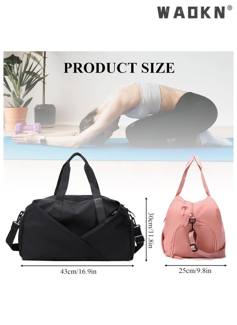 Sports Gym Bag for Women, Workout Duffel Bag Travel Bags Swim Sports Travel Gym Bag with Dry Wet Pocket and Shoe Compartment Travel bag Yoga Bag (Black)