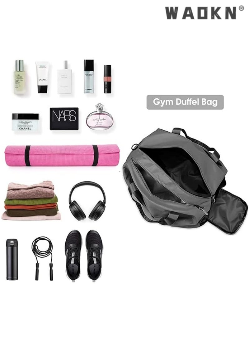 Sports Gym Bag for Women, Workout Duffel Bag Travel Bags Swim Sports Travel Gym Bag with Dry Wet Pocket and Shoe Compartment Travel bag Yoga Bag (Grey)