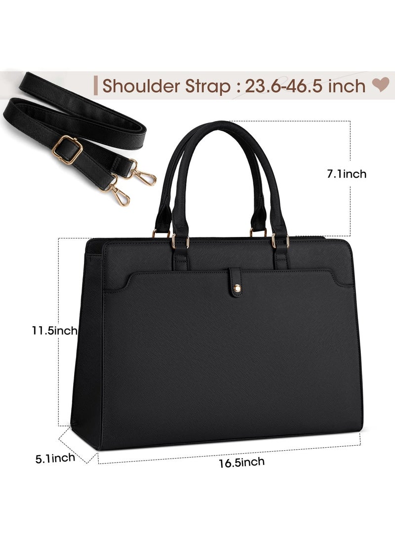 Laptop Bag for Women 15.6 Inch Laptop Tote Bag Leather Work Bag Waterproof Briefcase Business Office Computer Bag Large Capacity Handbag Shoulder Bag