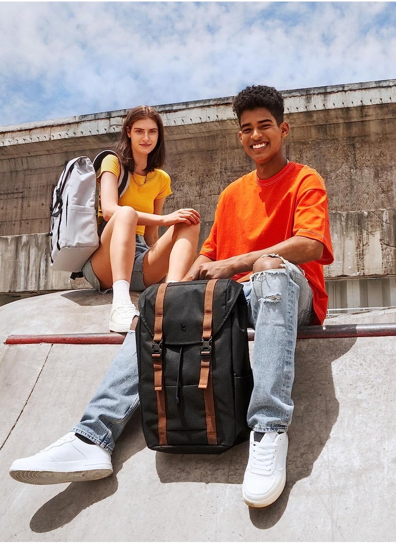 VintPack-TA1 Flap Laptop Backpack, Lightweight, Water-Resistant Travel Casual Daypack, Slim Durable Work-pack Rucksack for 13-16 Inch MacBook Laptop, Large Capacity, Eco-Friendly Backpack 22L