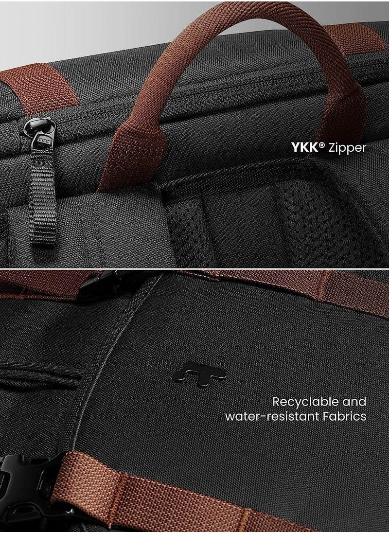 VintPack-TA1 Flap Laptop Backpack, Lightweight, Water-Resistant Travel Casual Daypack, Slim Durable Work-pack Rucksack for 13-16 Inch MacBook Laptop, Large Capacity, Eco-Friendly Backpack 22L