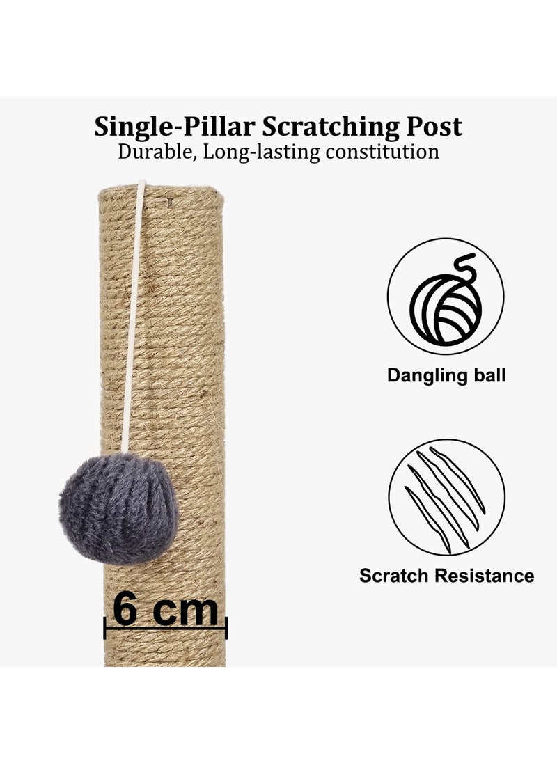 Cat tree scratching post with Faux Fur Feather Mouse, Hanging ball, Durable sisal rope, and Smooth plush cover, Scratch-resistant activity center, Ideal for indoor cats 75 cm (Grey)