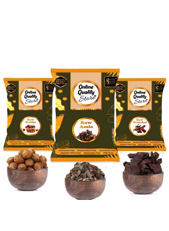 Reetha Amla Shikakai Combo Raw Form - 600G |Raw Reetha For Hair |Aritha|Reetha|Ritha|Soapnuts (Sapindus Mukorossi) |Indian Gooseberry |Dried Shikakai, Acacia Concinna |Reetha Amla Shikakai Raw Shampoo |Hair Pack ,600G