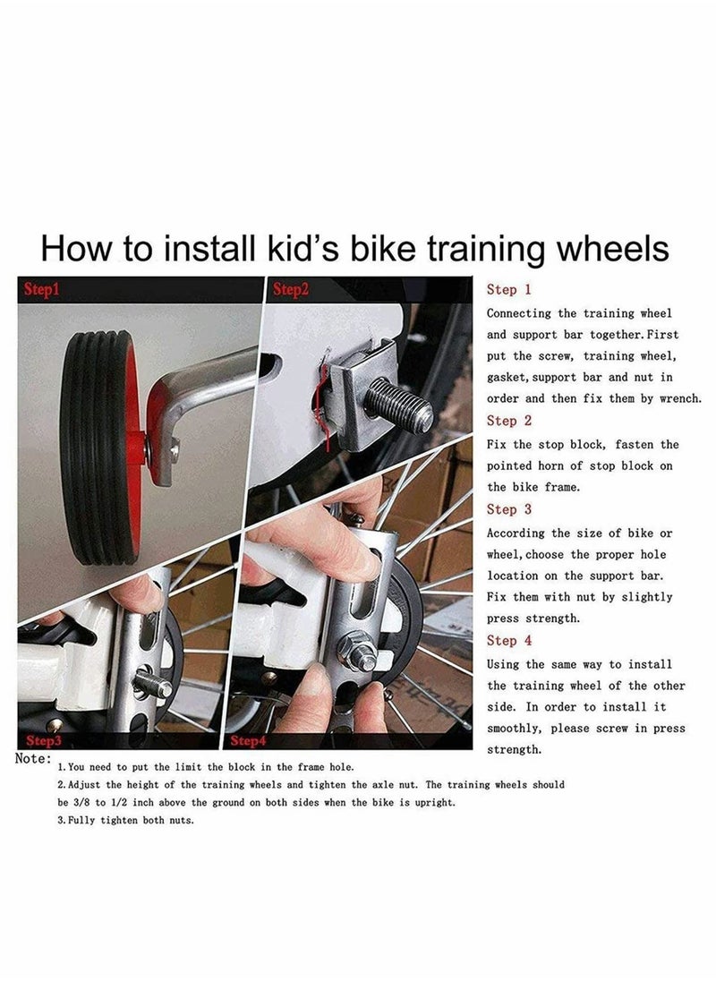 Bicycle Training Wheels Adjustable for Kids Universal Bikes, Wheels 16