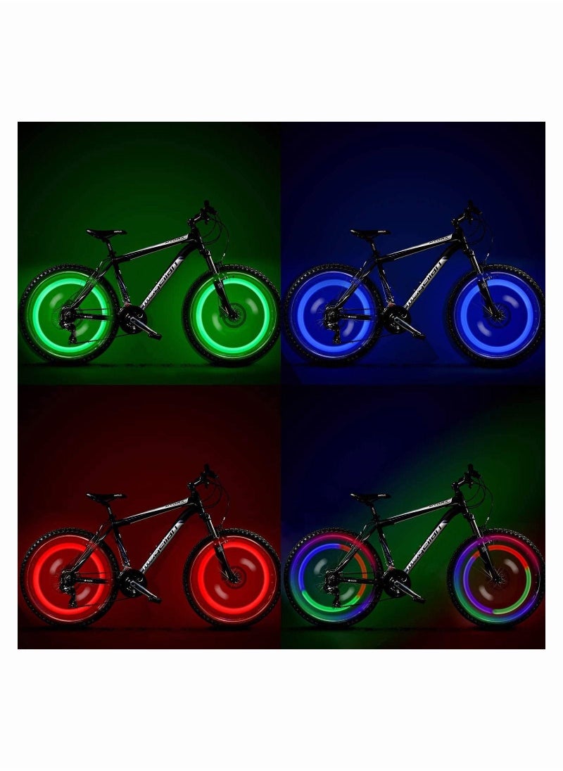 4Pcs Bike Spoke Light,  Waterproof Easy Install Wheel Spoke Lights, LED Neon Tire Flash Lamp with 3 Flash Modes, for Both Adults Kids Bike (Red+Green+Blue+Multicolour)