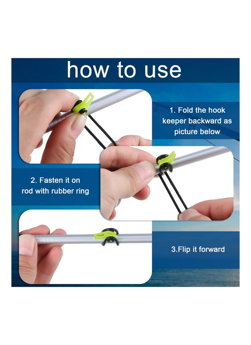 Fishing Lure Bait Holder, Fishing Rod Hook Holder Fishing Lure Bait Keeper, with 2 Size Elastic Rubber Rings for Fishing Tackle Worm Saltwater for Worm Hooks and Treble Hook ABS Material(30 Pieces)