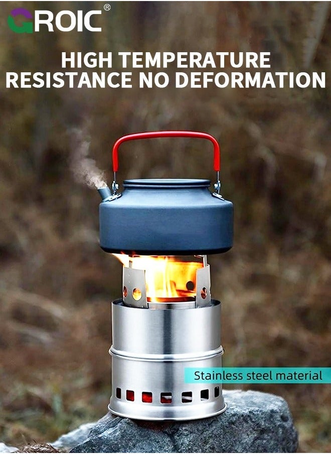 Camping Wood Stove, Portable Mini Backpacking Stove for Outdoor Hiking Traveling Picnic BBQ with Storage Bag