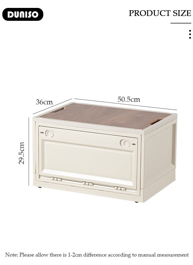 Camping Storage Box,Outdoor Storage Bin with Wooden Lid,Large Capacity Folding Storage Case, Lightweight Folding Picnic Table Camping Table and Storage for Outdoor Cooking Picnic Camp