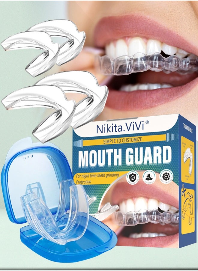 4 In 1 Mouth Guard For Teeth Grinding Custom Moldable Night Time Protection Teeth Cover Comes In 2 Sizes