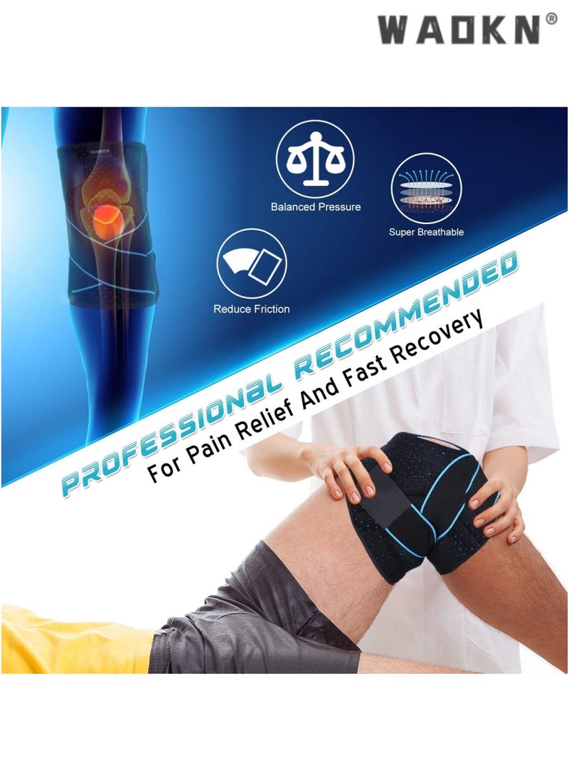 2 Pack Knee Brace, Professional Knee Support, Pain Relief, Knee Support with Patella Gel Pad and Side Stabilizer, Adjustable Compression Knee Brace for Meniscus Tear, ACL, Joint Pain, Runners