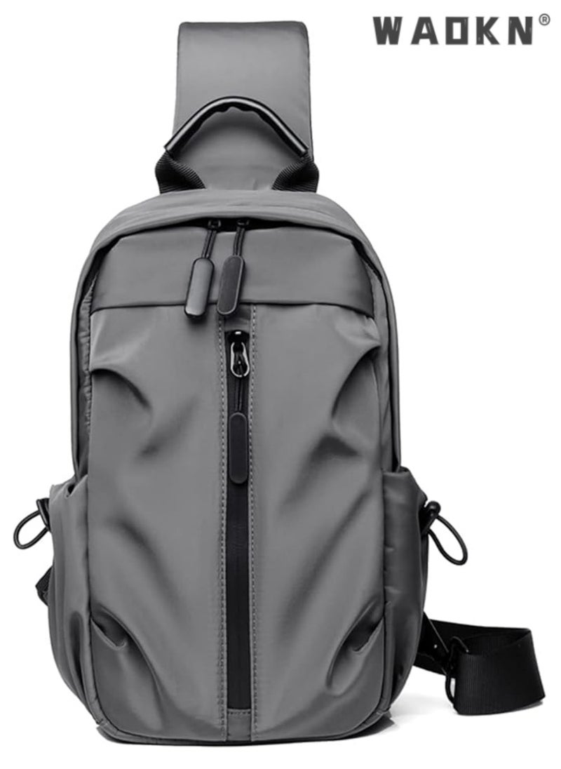 Trendy Slanted Single Shoulder Chest Bag, Travel Sports Casual Bag with USB Charging Interface