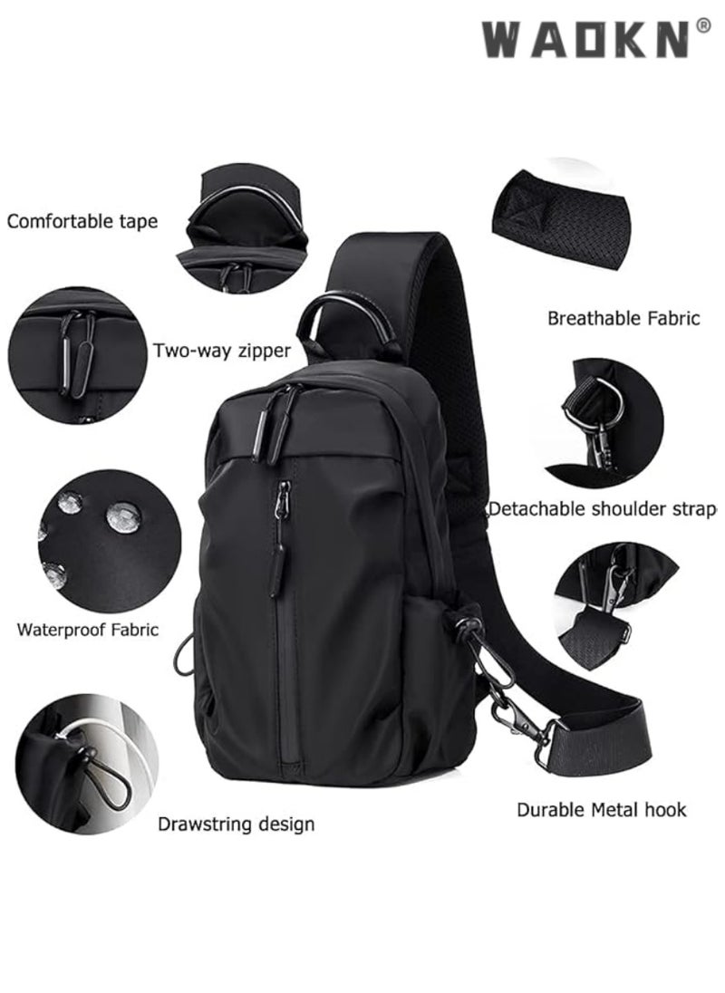 Trendy Slanted Single Shoulder Chest Bag, Travel Sports Casual Bag with USB Charging Interface